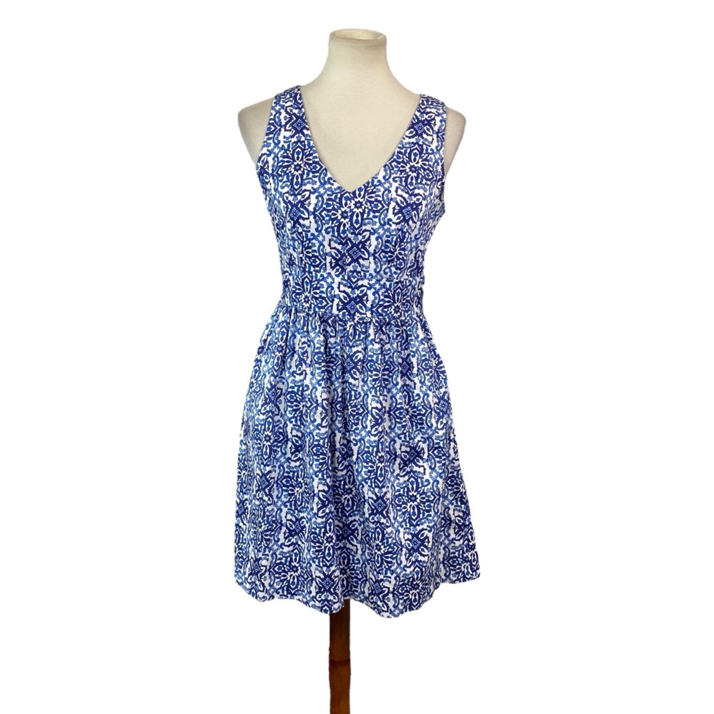Woman’s Milly for Design Nation sleeveless blue and white floral dress size 6